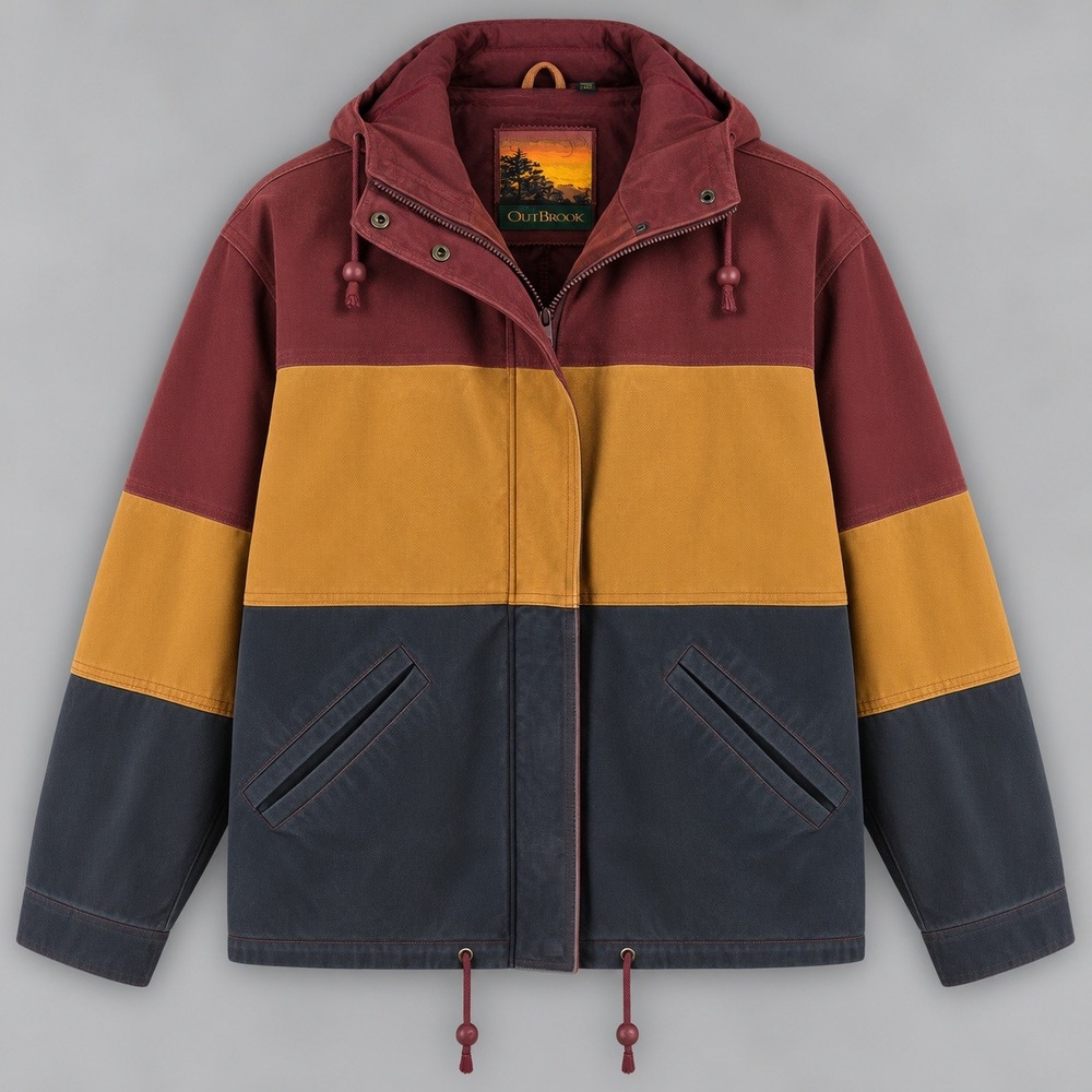 Vintage Outbrook Suede Leather Colorblock Hooded Jacket Womens Medium Burgundy